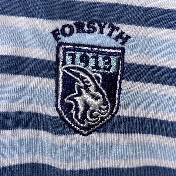 Peter Millar Seaside Wash Blue White Stripe Forsyth 1913 Golf Club Polo Shirt XL - Picture 5 of 7